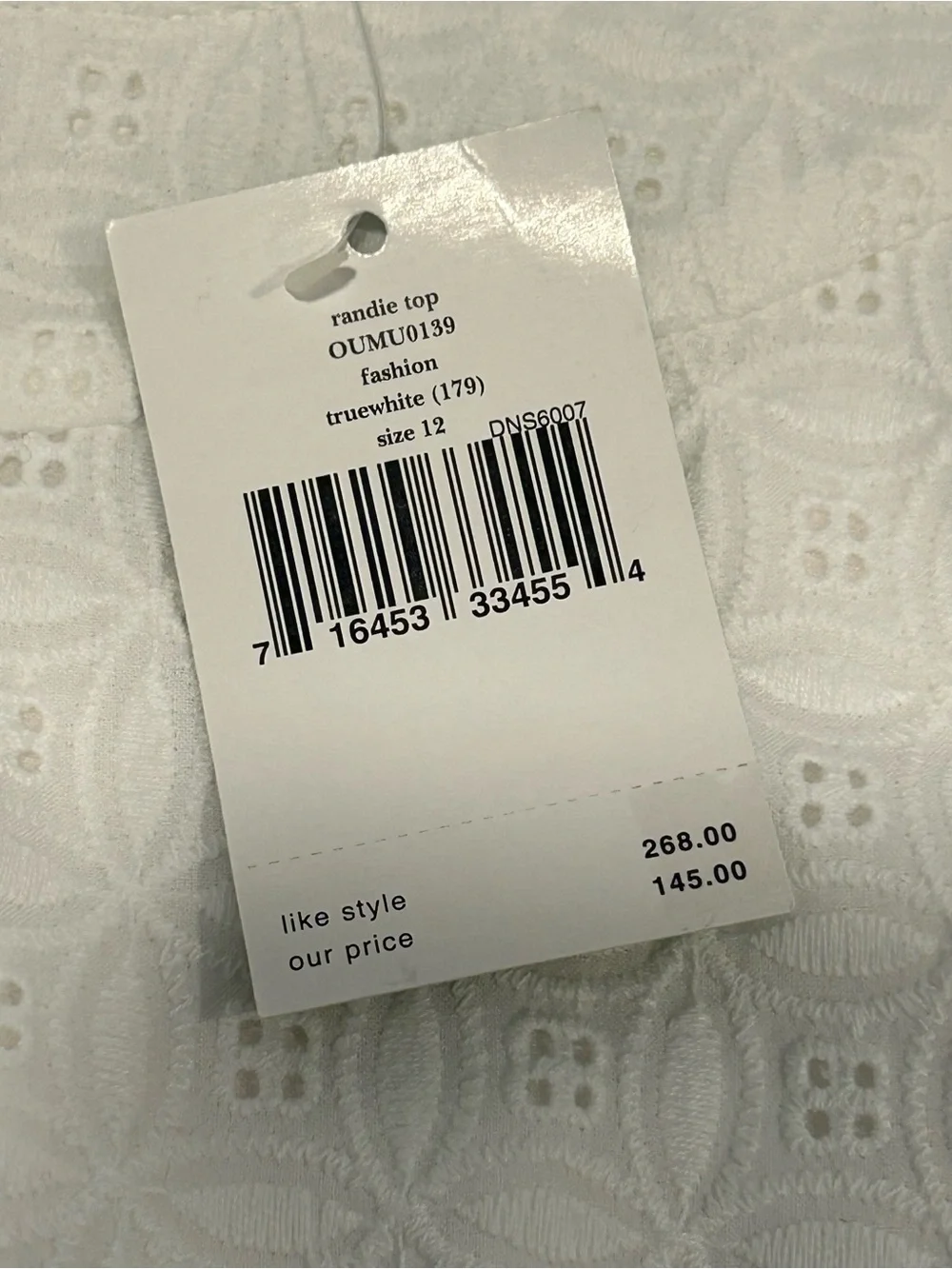 Kate Spade White Eyelet Peplum Sleeveless Blouse Feminine Coquette NWT 12